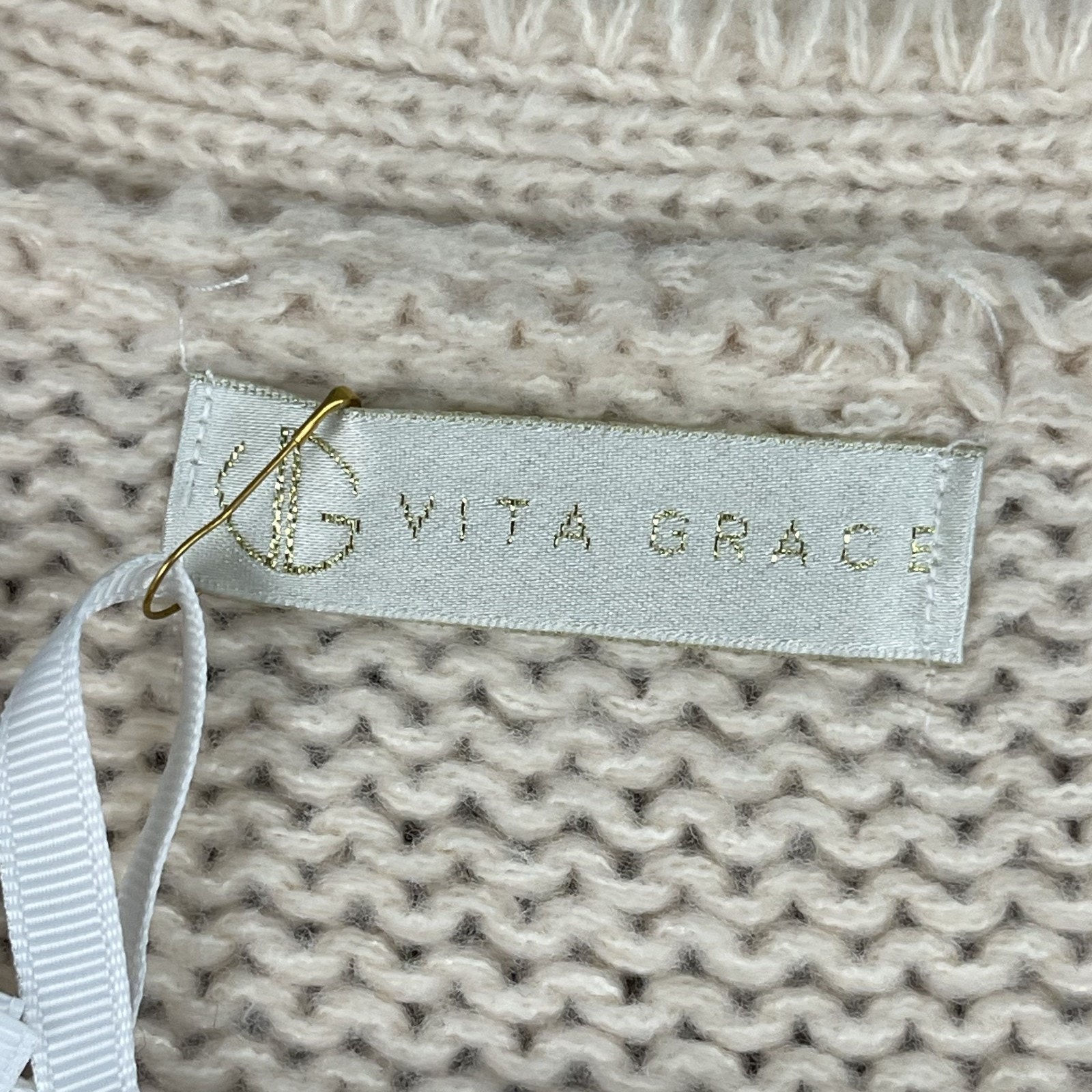 Vita Grace Lucia Cardigan Sweater Womens One Size Beige Swiss Chunky Knit Nwt — image 4 of 8